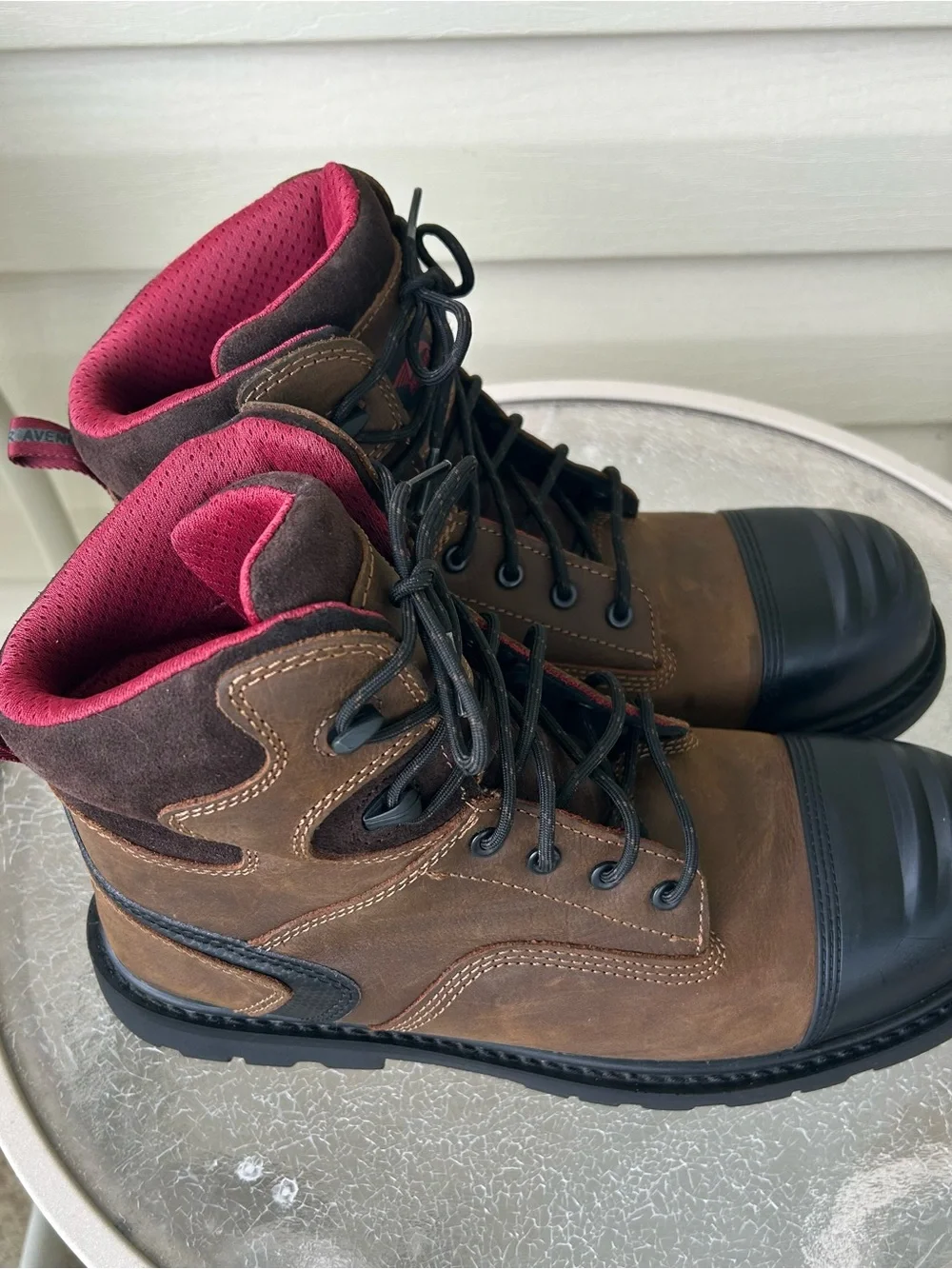 Avenger Brown Work Boots with Black 6 inch Composite Toe.